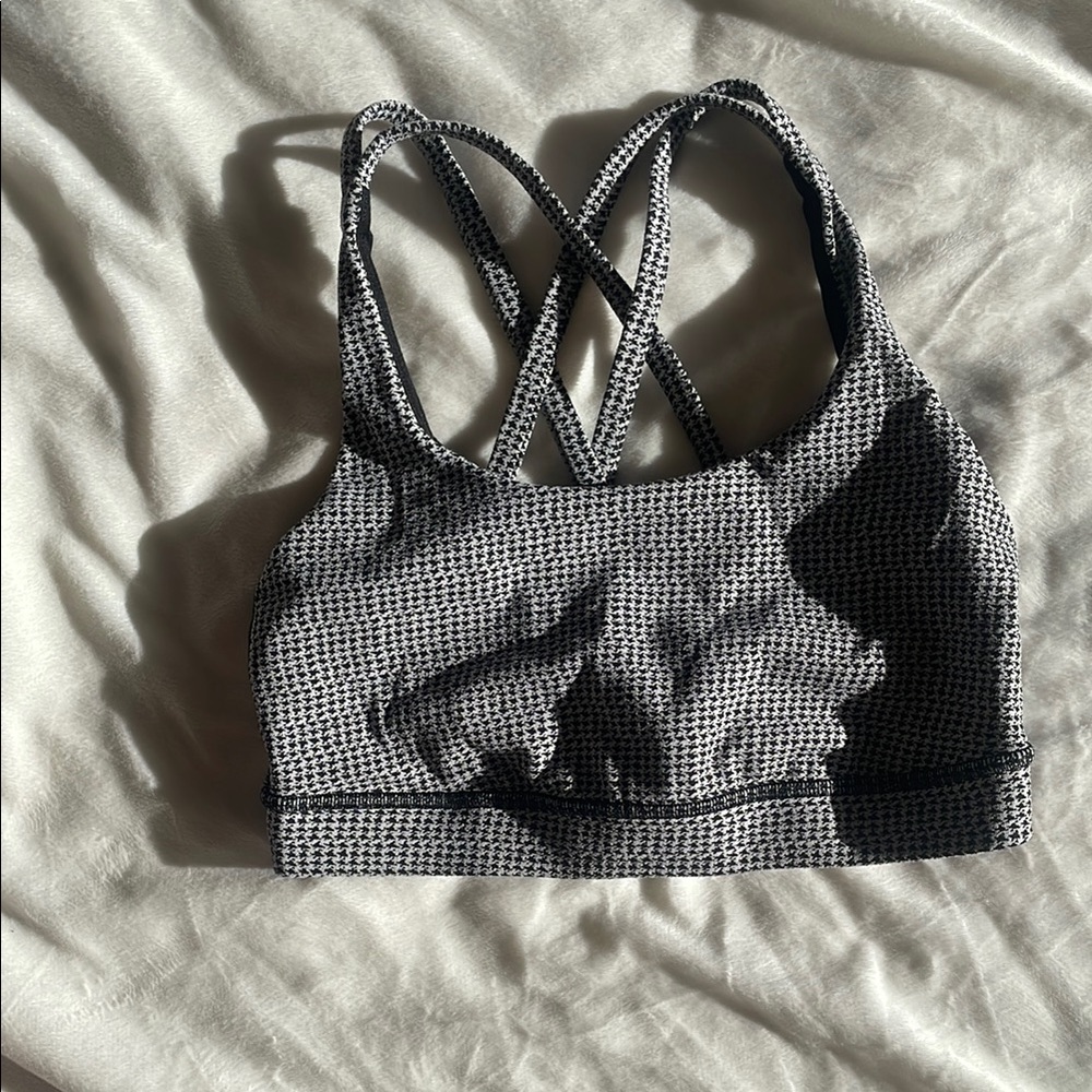 Lululemon Athletica Black and White Patterned Sports Bra size small